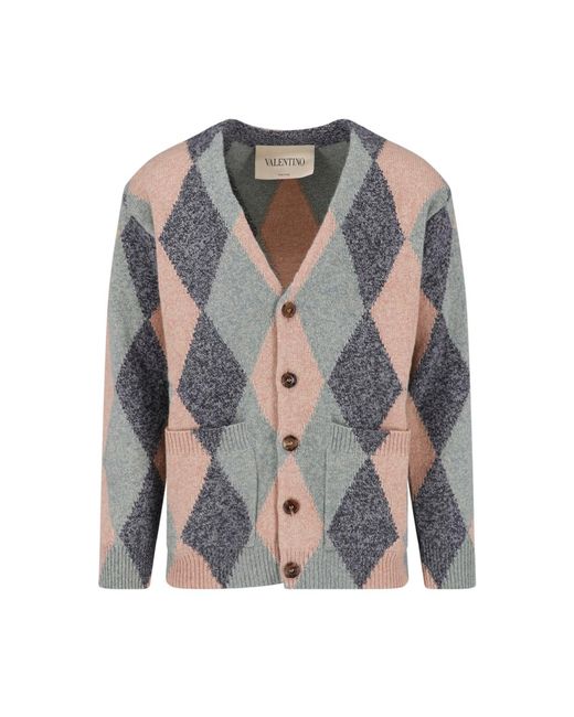 Valentino Gray Virgin Wool Cardigan for men