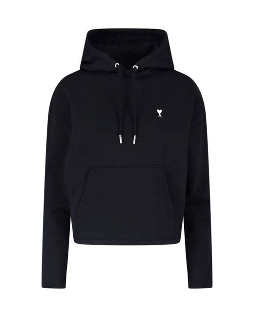 AMI Blue Ami De Coeur Cropped Hoodie