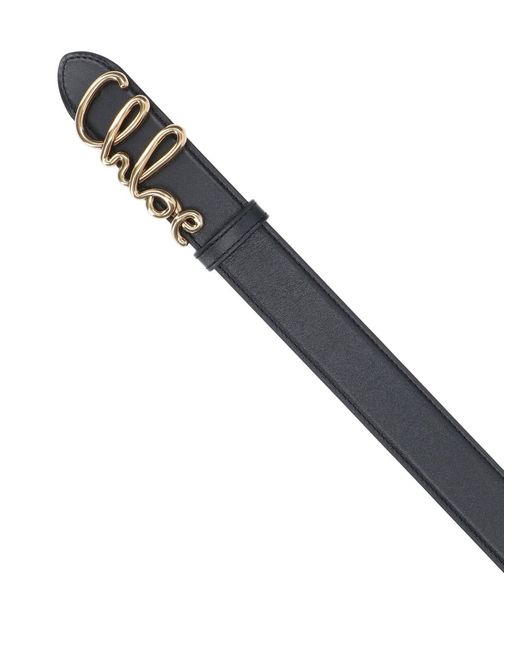 Chloé Black Calf Leather Belt With Brass Buckle
