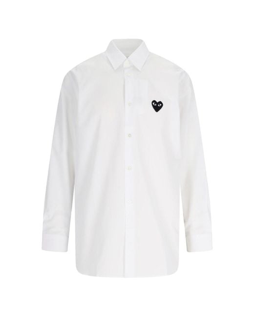 COMME DES GARÇONS PLAY White Heart Patch Button-Down Cotton Shirt for men