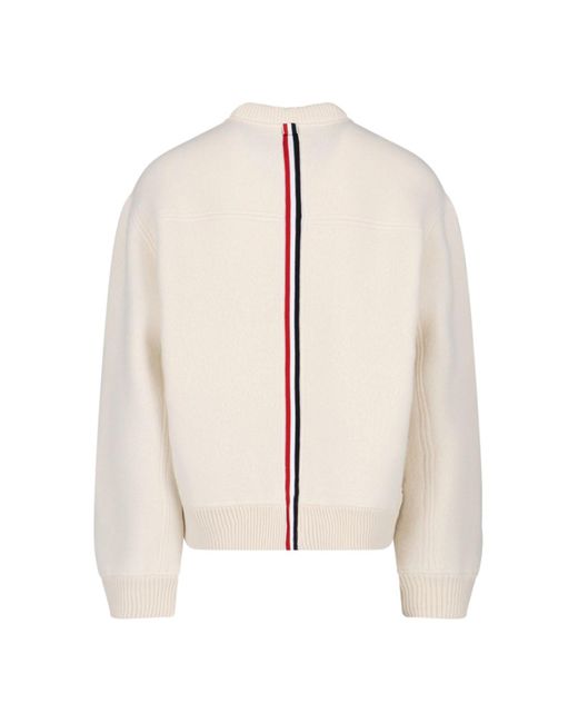 Thom Browne White Wool Crew Neck Sweater for men