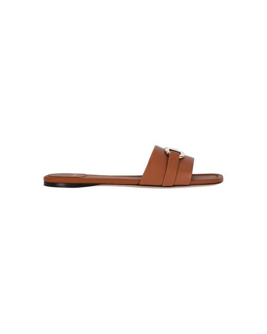 Ferragamo White Calf Leather Slip-On Gancini Sandals
