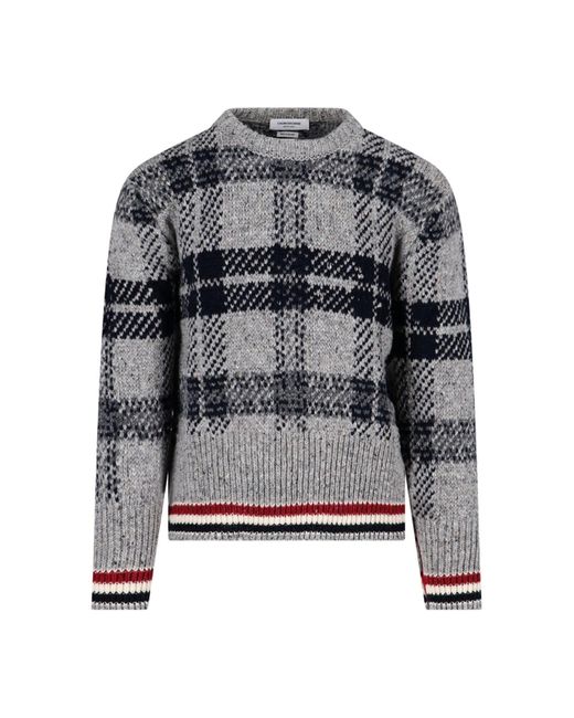 Thom Browne Gray Tartan Jacquard Sweater for men
