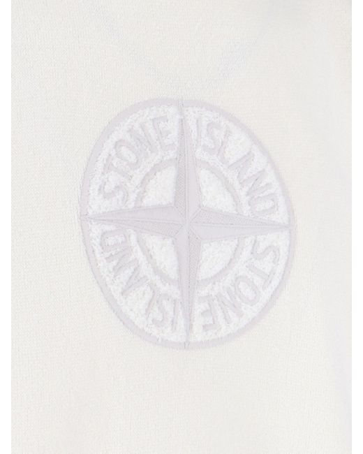 Felpa Girocollo Logo di Stone Island in White da Uomo