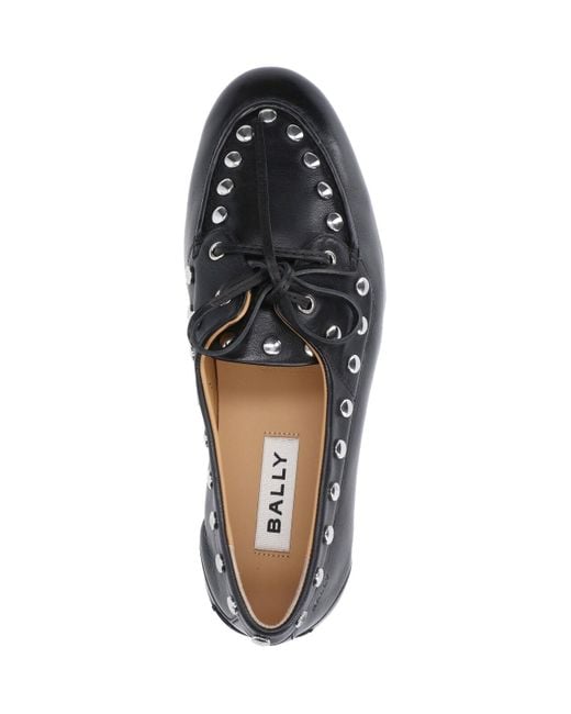 Bally Black Pointed Toe Slip-On Moccasins With Lace Closure