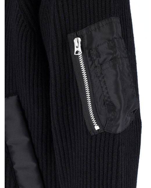 Sacai Black Zip Cardigan for men