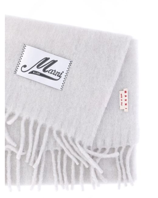 Marni White Alpaca-Blend Soft Scarf For