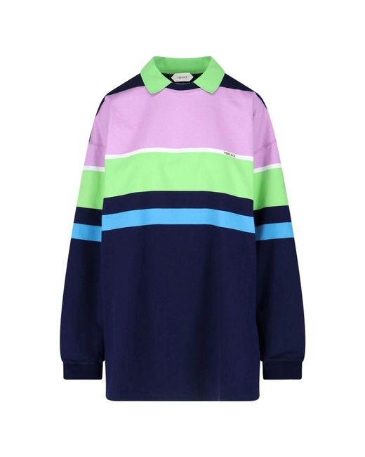 Versace Blue Striped Cotton Mini Dress