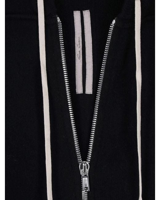 Rick Owens Blue Cashmere Zip Hoodie for men