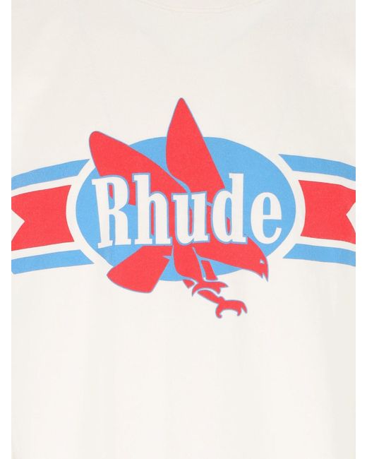 T-Shirt Stampa Logo di Rhude in White da Uomo