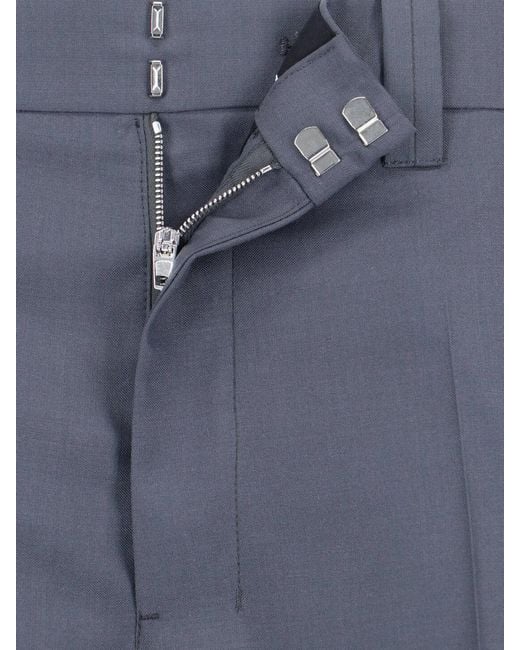 Lemaire Blue Tailored Wool Blend Straight Trousers