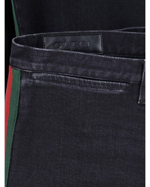 Gucci Blue Straight Jeans "Web"