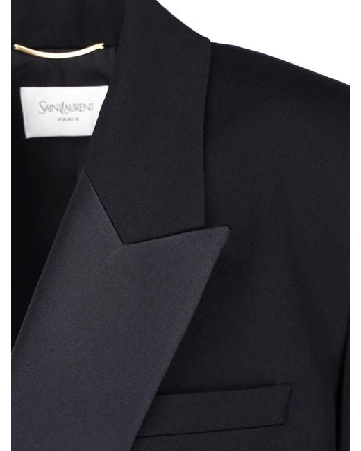 Saint Laurent Blue Double-Breasted Wool Blazer