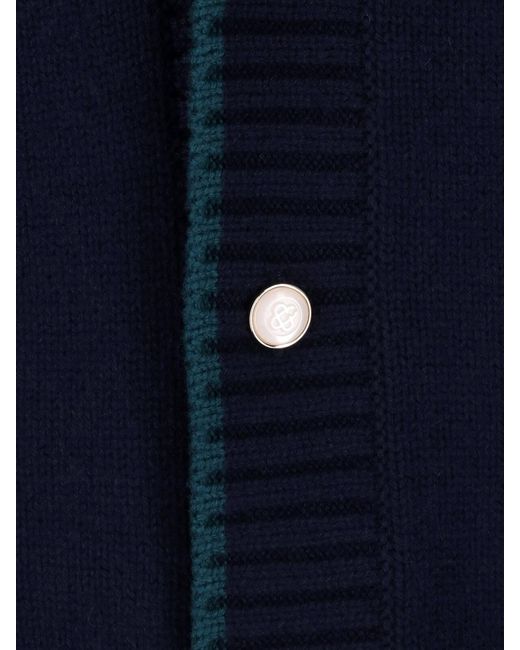 Casablanca Blue Wool-Cashmere Sweater With Hotel Emblem Detail for men