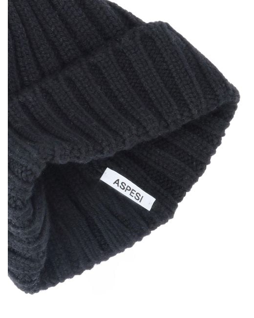 Aspesi Blue Virgin Wool Beanie for men