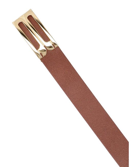 Victoria Beckham Pink Textured Strap With Polished-Tone Buckle Belt