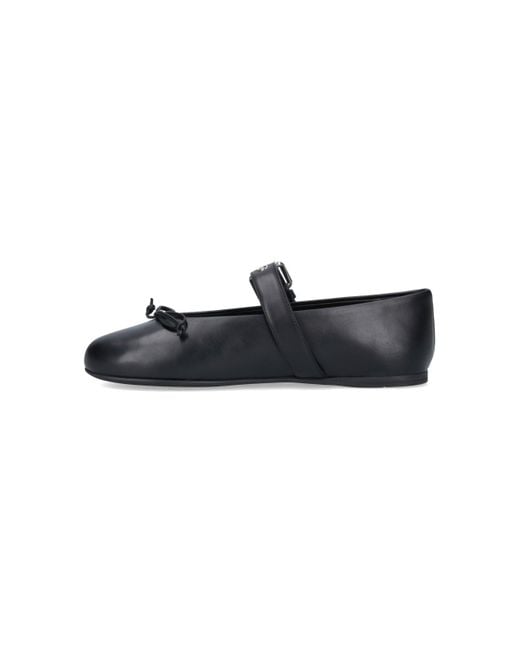 Miu Miu Black Leather Ballerina Flats