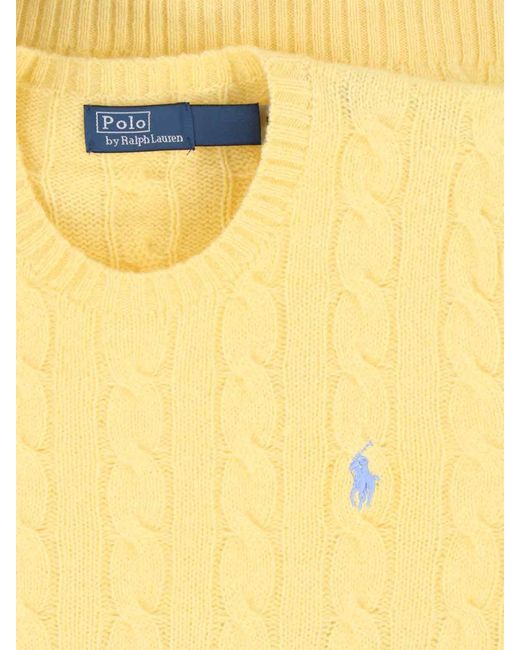 Polo Ralph Lauren Yellow Cable-Knit Crewneck Sweater