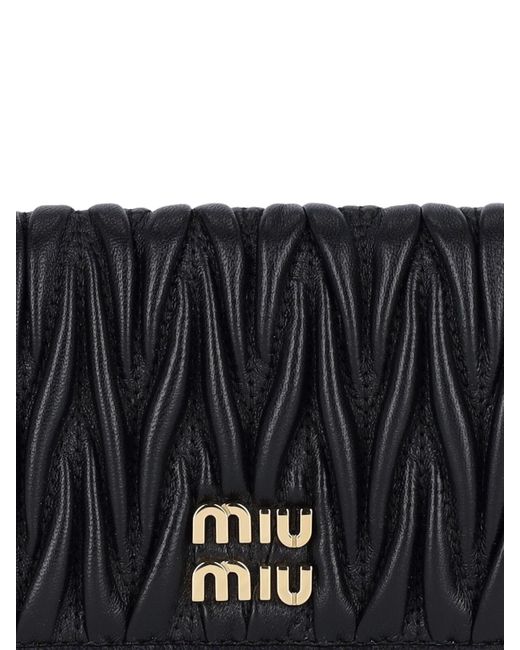 Portafoglio A Libro Logo di Miu Miu in Black