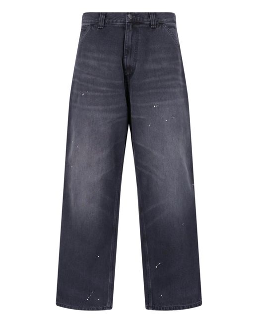 Carhartt Blue Wide Jeans "Single Knee" for men