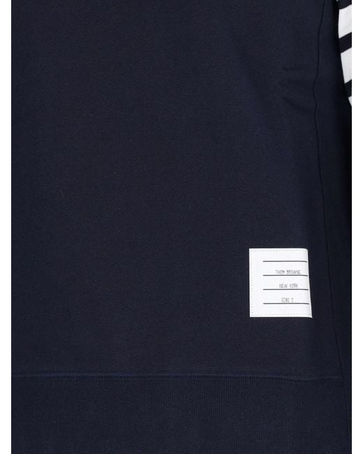 Thom Browne Blue 4-Bar Crew Neck Sweatshirt for men