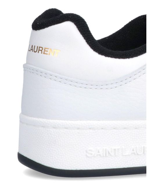 Saint Laurent White Sl 61 Logo-embossed Leather Low-top Trainers for men