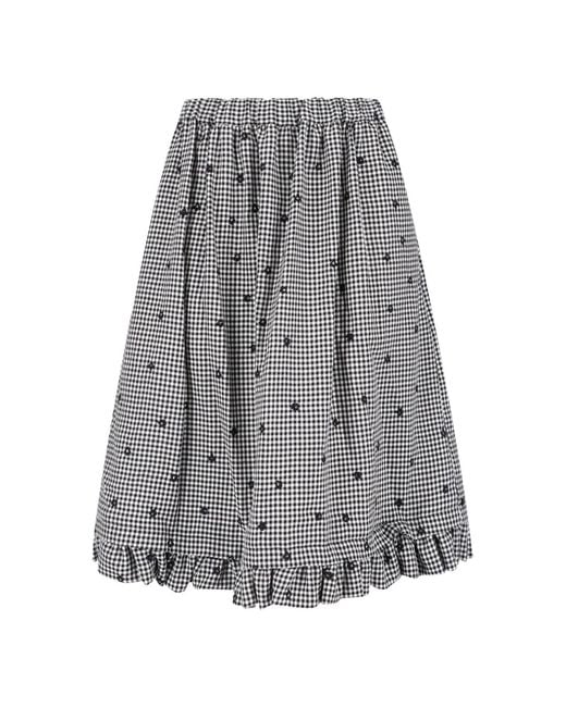 Comme des Garçons Gray Gingham Floral Mini Skirt