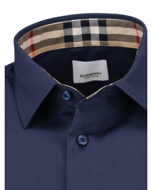 Burberry Blue Check Details Shirt for men