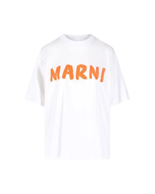 Marni T-shirt Logo in White | Lyst