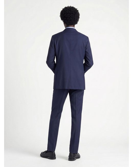 Kiton Blue Double-Breasted Peaked Lapel Wool Suit for men