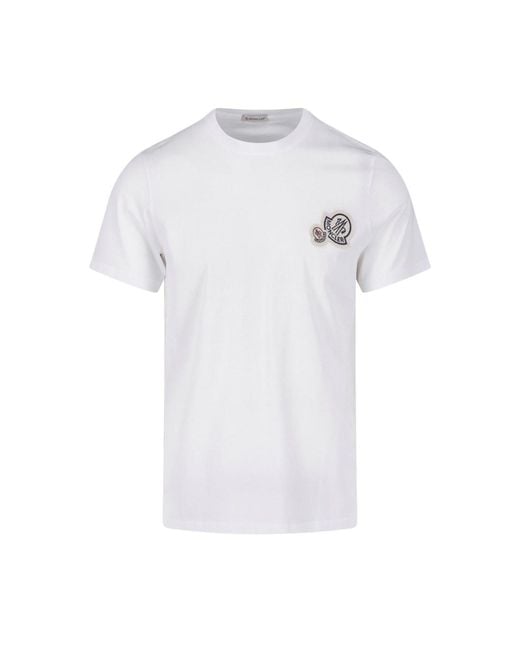 Moncler White T-Shirt Logo for men