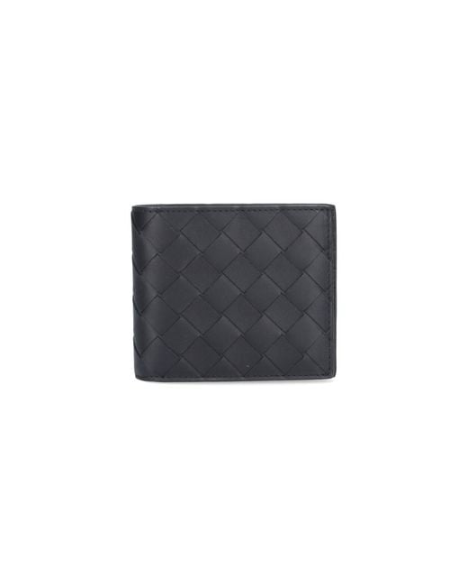 Bottega Veneta Black Bi-fold Woven Wallet for men
