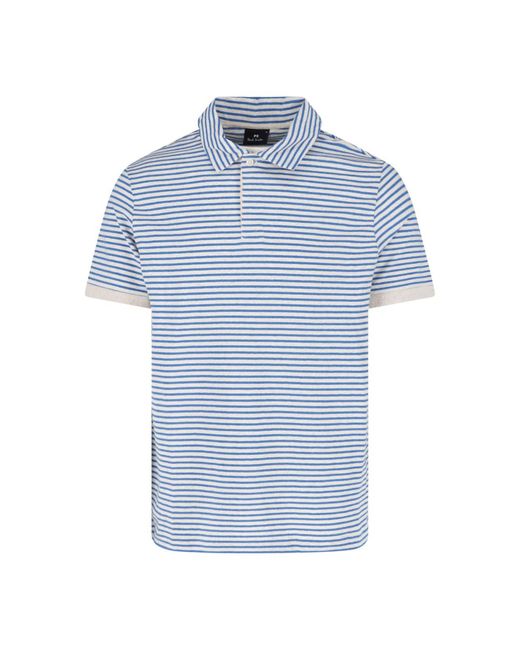 Paul Smith Blue Cotton-Linen Polo Shirt for men