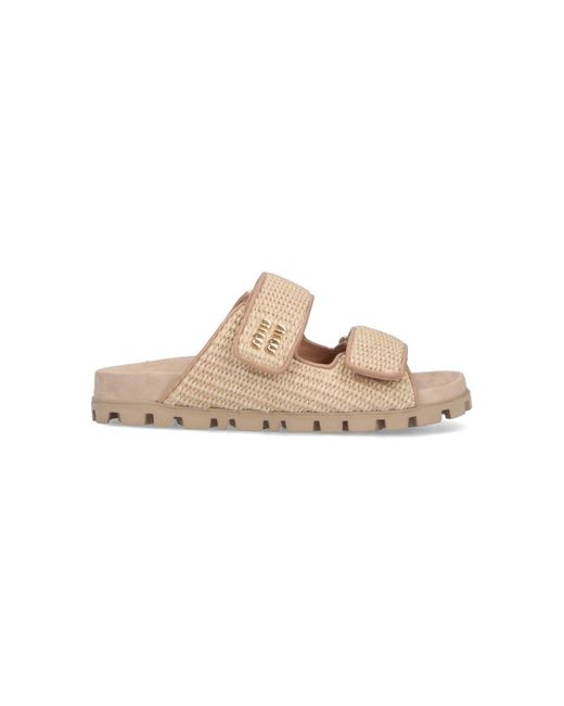 Sandali Logo di Miu Miu in White