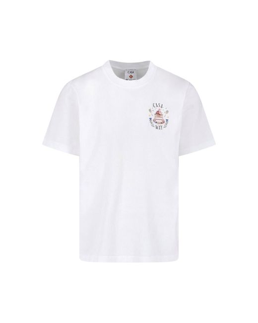 Casablanca White 100% Organic Cotton Graphic T-Shirt for men