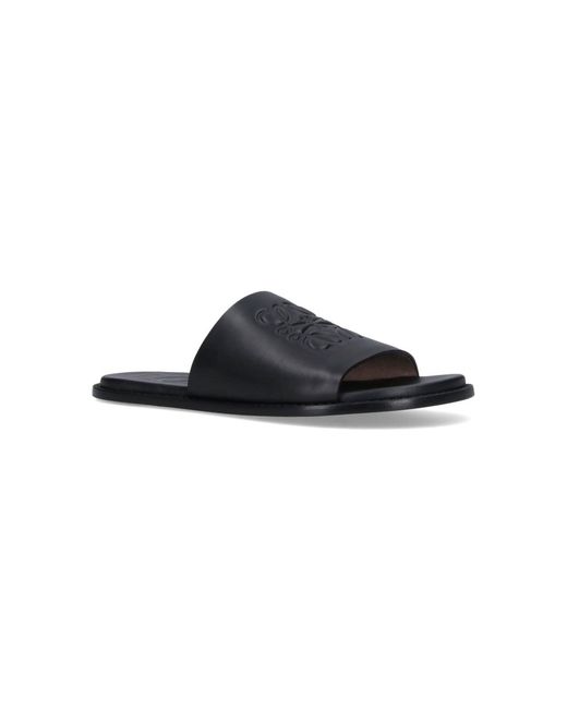 Loewe Black "Anagram Flex" Slide Sandals for men