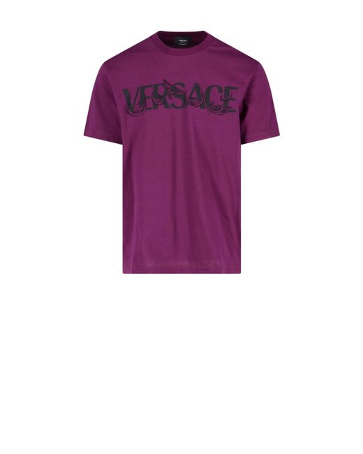Versace Cotton 'barocco Silhouette' Logo T-shirt in Purple for Men | Lyst