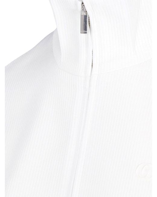 Gucci White Cotton Jersey Zip Sweatshirt