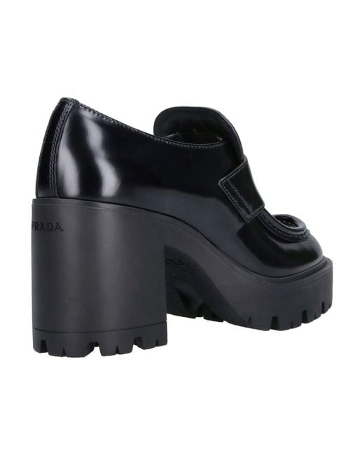 Prada Black Heeled Loafers