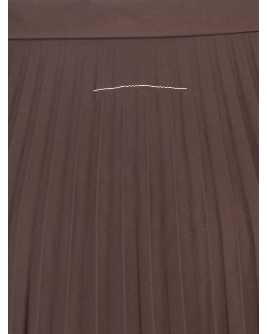 MM6 by Maison Margiela Brown Pleated Midi Skirt