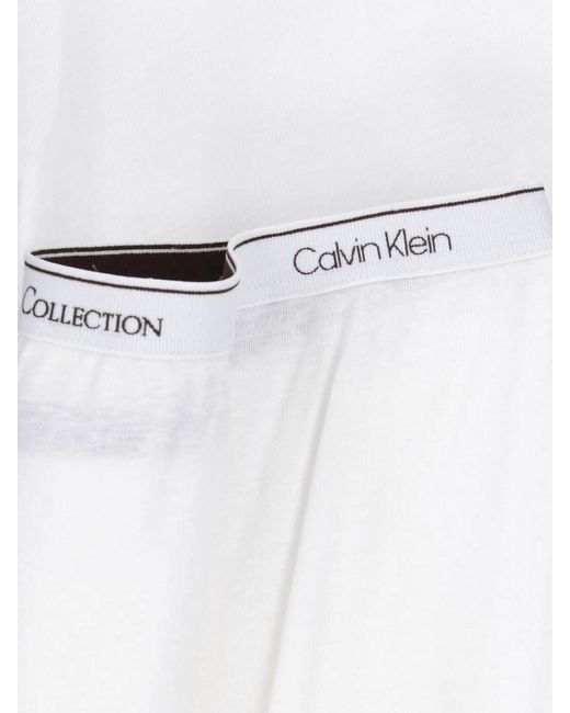 Calvin Klein White Slim-Fit Ribbed Cuff Logo Trousers