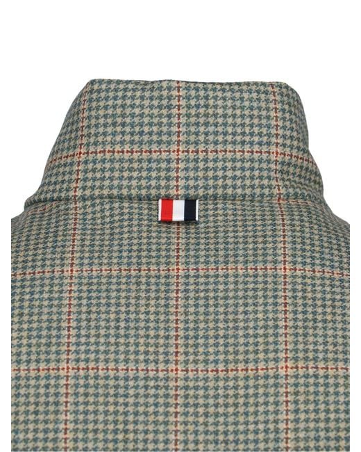 Thom Browne Gray Houndstooth Reversible Down Jacket for men