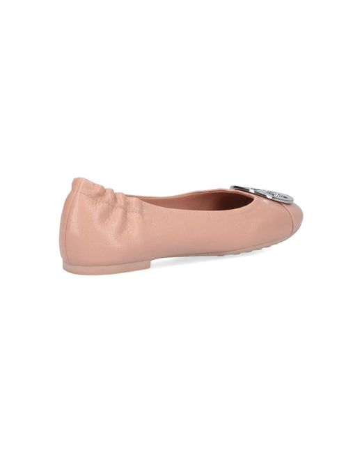 Tory Burch Pink Inspired Leather Flat Shoes For