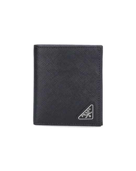 Prada Black Bi-Fold Logo Wallet for men