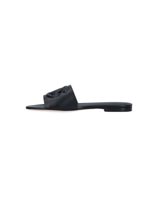 Dolce & Gabbana Black 'dg Millennials' Logo Slides