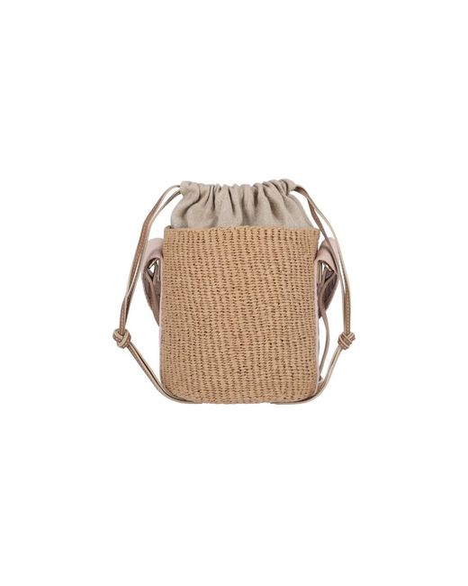 Chloé White Small Bucket Bag "Woody"