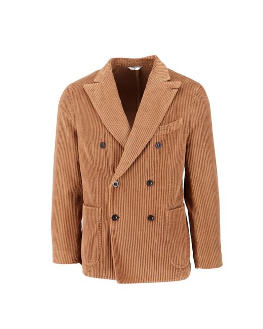 Blazer In Velluto A Coste di Boglioli in Brown da Uomo