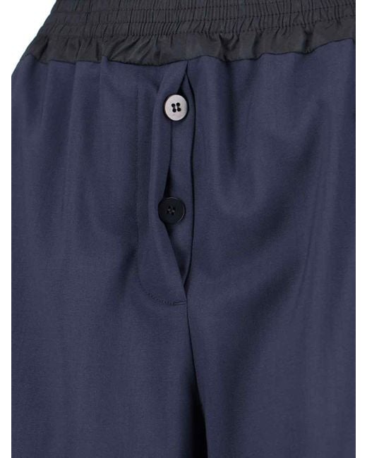 Miu Miu Blue Virgin Wool Logo Pants