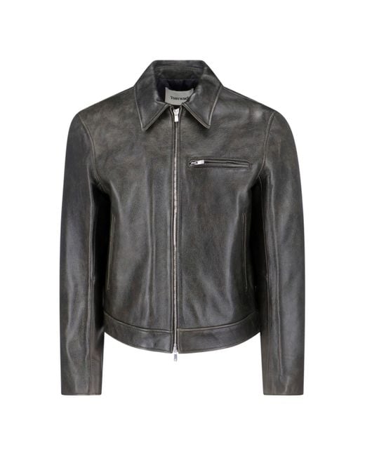 TONYWACK Black Calf Leather Jacket for men
