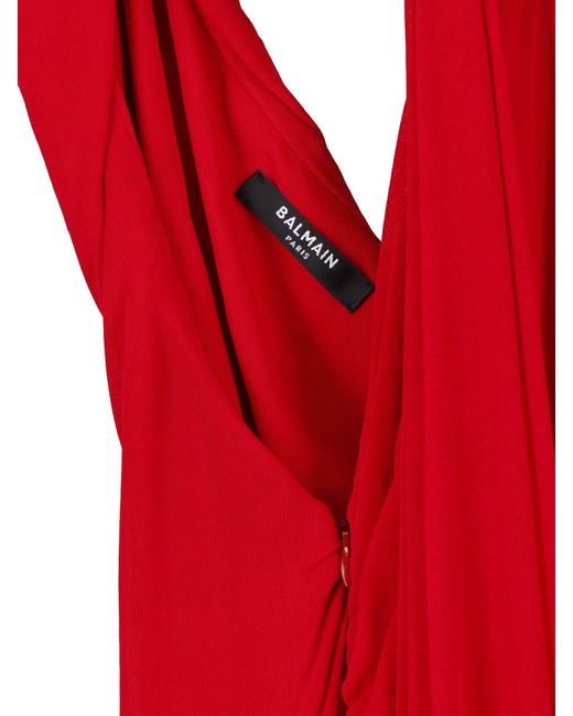 Balmain Red 100% Viscose Elegant Dress